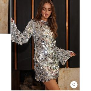 12th tribe - Pippa silver Paulette long sleeve mini dress - BRAND NEW WITH TAGS
